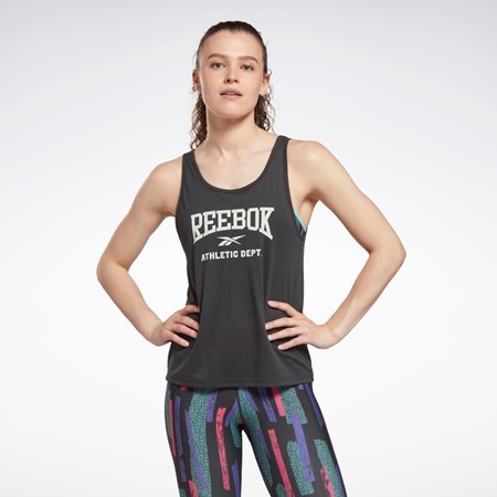 Reebok Workout Ready Supremium Grafisk Tank Top Sort | GVX802159