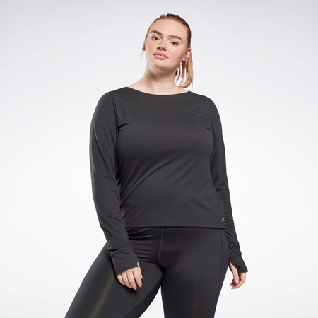 Reebok Workout Ready Supremium Long Sleeve T-Shirt (Plus Size) Sort | IEV746953